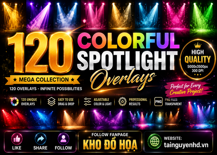 120 Lớp phủ đèn chiếu sáng đầy màu sắc
