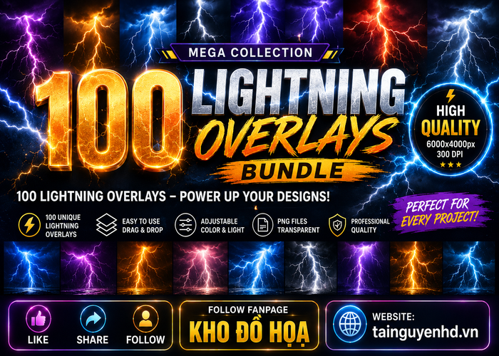 Bộ sưu tập 300 hiệu ứng tia chớp JPEG