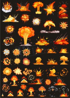 Explosion, Boom, Khói Lửa, Vector Hiệu Ửng Lửa 6