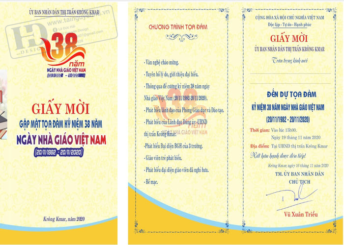 Giấy Mời Kỷ Niệm Ngày Nhà Giáo Việt Nam