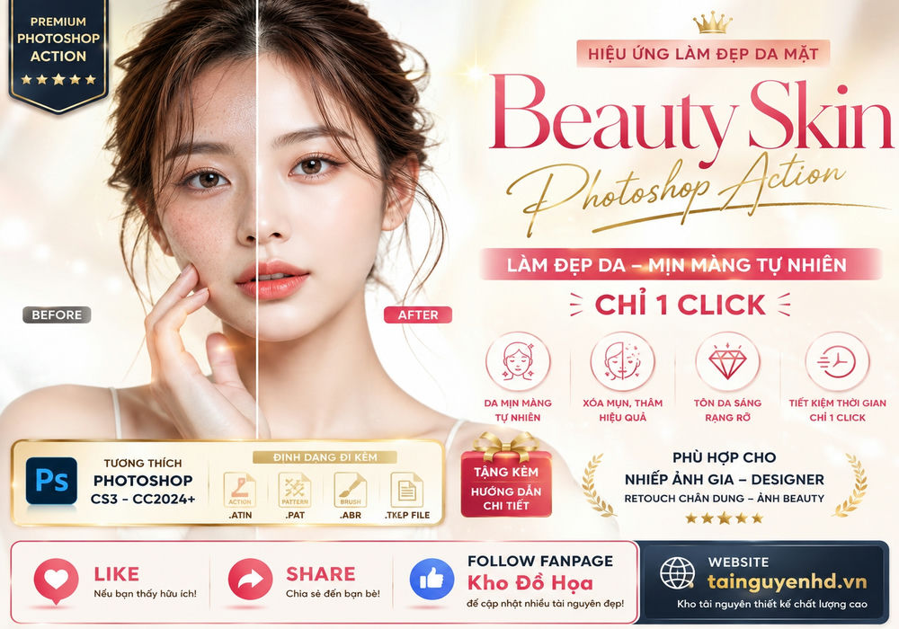 Hiệu ứng làm đẹp da mặt Photoshop Action