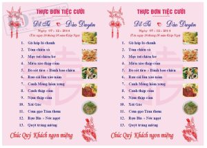 Menu Thực Đơn Tiệc Cưới