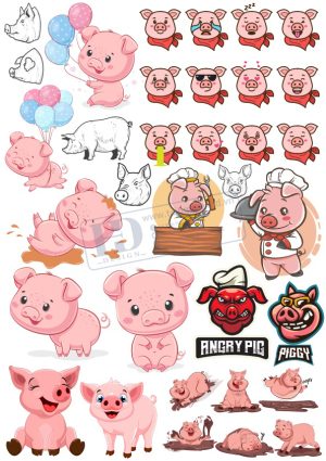 Pig, Vector Con Lợn Hồng Dễ Thương