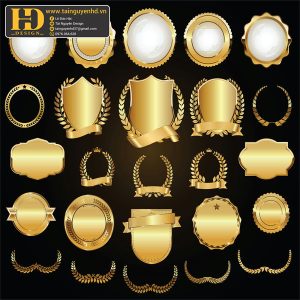Premium Quality, Vector Logo Huy Hiệu, Gold (100)