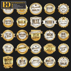 Premium Quality, Vector Logo Huy Hiệu, Gold (102)