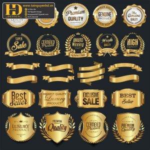 Premium Quality, Vector Logo Huy Hiệu, Gold (103)