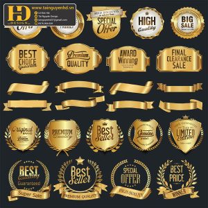 Premium Quality, Vector Logo Huy Hiệu, Gold (104)