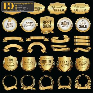 Premium Quality, Vector Logo Huy Hiệu, Gold (105)