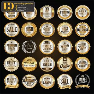 Premium Quality, Vector Logo Huy Hiệu, Gold (106)