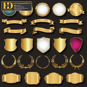 Premium Quality, Vector Logo Huy Hiệu, Gold (107)