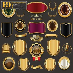 Premium Quality, Vector Logo Huy Hiệu, Gold (24)
