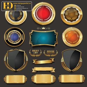Premium Quality, Vector Logo Huy Hiệu, Gold (25)