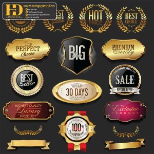 Premium Quality, Vector Logo Huy Hiệu, Gold (49)