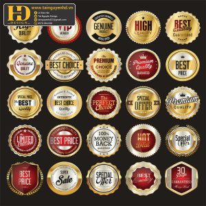 Premium Quality, Vector Logo Huy Hiệu, Gold (50)