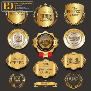 Premium Quality, Vector Logo Huy Hiệu, Gold (54)