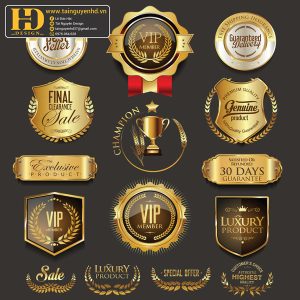 Premium Quality, Vector Logo Huy Hiệu, Gold (55)