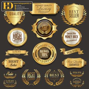 Premium Quality, Vector Logo Huy Hiệu, Gold (56)