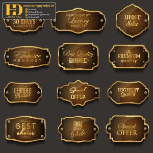 Premium Quality, Vector Logo Huy Hiệu, Gold (58)