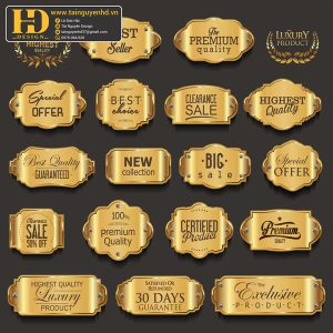 Premium Quality, Vector Logo Huy Hiệu, Gold (60)