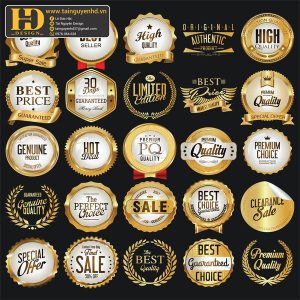 Premium Quality, Vector Logo Huy Hiệu, Gold (70)