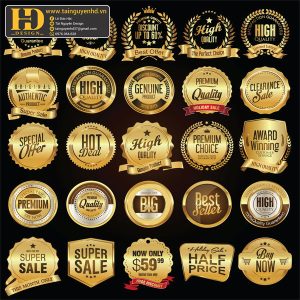 Premium Quality, Vector Logo Huy Hiệu, Gold (71)