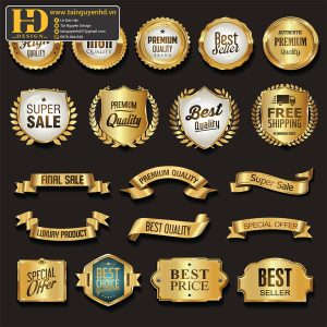 Premium Quality, Vector Logo Huy Hiệu, Gold (72)