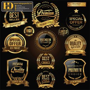Premium Quality, Vector Logo Huy Hiệu, Gold (73)