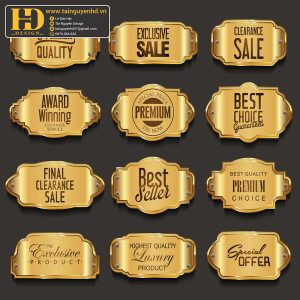 Premium Quality, Vector Logo Huy Hiệu, Gold (75)