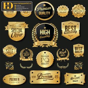 Premium Quality, Vector Logo Huy Hiệu, Gold (95)