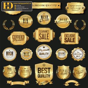 Premium Quality, Vector Logo Huy Hiệu, Gold (96)