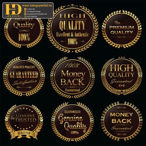 Premium Quality, Vector Logo Huy Hiệu, Gold (98)