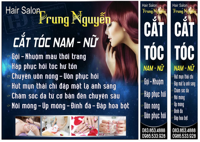 Vector Biển Quảng Cáo Cắt Tóc Nữ