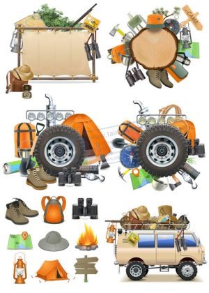 Vector Đồ Dùng Leo Núi, Cắm Trại