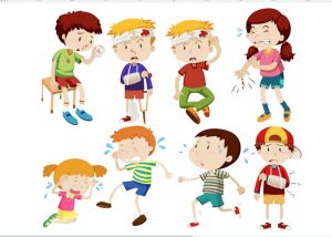 Vector Em Bé Bị Chấn Thương, Cảm Sốt