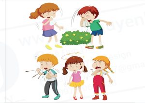 Vector Em Bé Học Sinh Cảm Sốt, Sổ Mũi