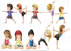 Vector Em Bé Học Sinh Tập Yoga