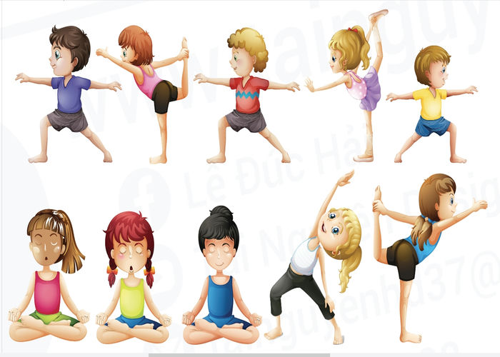 Vector Em Bé Học Sinh Tập Yoga