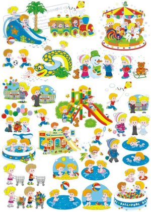 Vector Em Bé, Học Sinh, Trẻ Em Vui Chơi (4)