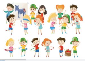 Vector Em Bé Tập Thể Dục, Vui Chơi