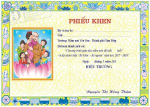 Vector Phiếu Khen Cháu Ngoan Bác Hồ