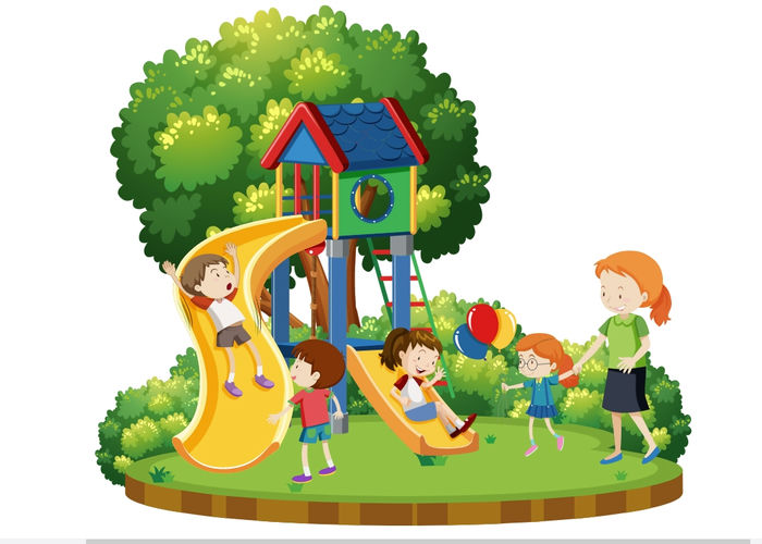 Vector Trẻ Em Chơi Cầu Trượt