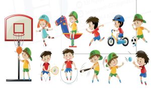 Vector Trẻ Em Chơi Thể Thao Ngoài Trời