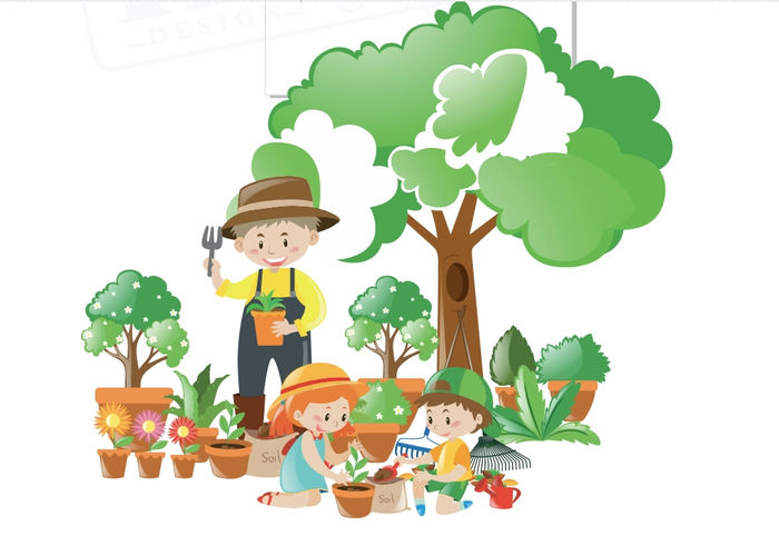 Vector Trẻ Em Trồng Cây, Bảo Vệ Môi Trường