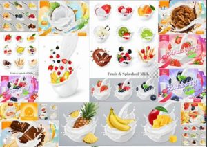 Bộ hình ảnh vector về đồ uống và trái cây tươi