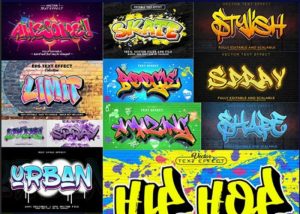Bộ sưu tập chữ graffiti kiểu 3D dạng vector