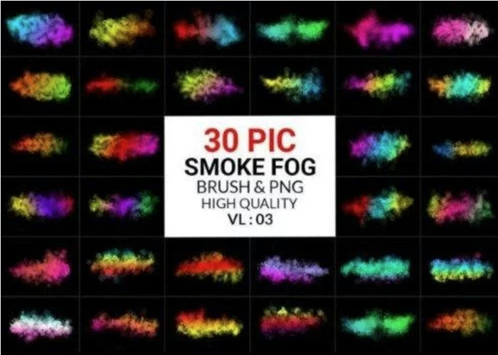 Cọ vẽ khói nhiều màu sắc & PNG
