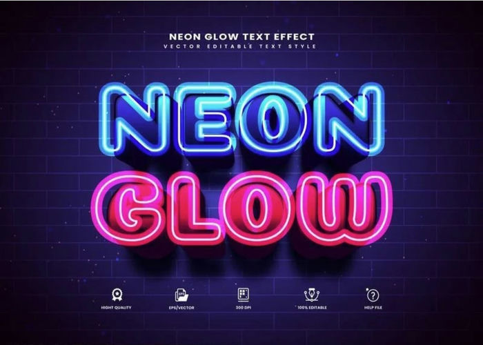 Hiệu ứng chữ vector có thể chỉnh sửa ánh sáng neon