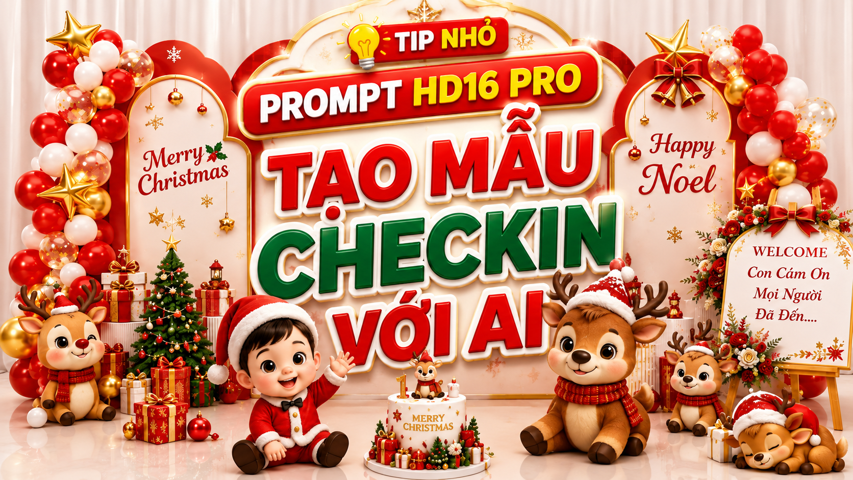 Prompt HD16 Pro - Tạo Mẫu Checkin Noel, Sinh Nhật, Khai Trương Bằng AI