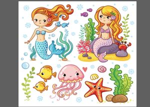 Vector Nàng Tiên Cá, Chibi Tiên Cá (28)