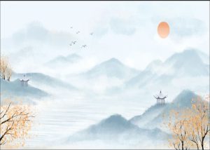 Vector Tranh Trang Trí, Tranh Thủy Mặc (13)